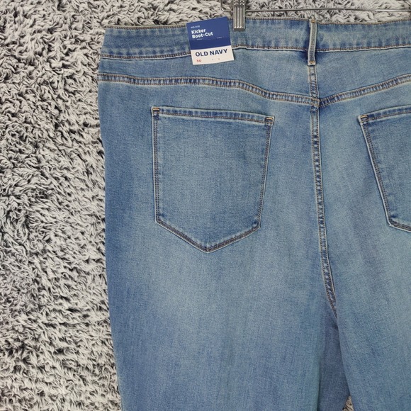 Old Navy Women Western Boho Kicker Boot-Cut Jeans Plus 30 Blue Mid-Rise Stretch - Picture 10 of 11
